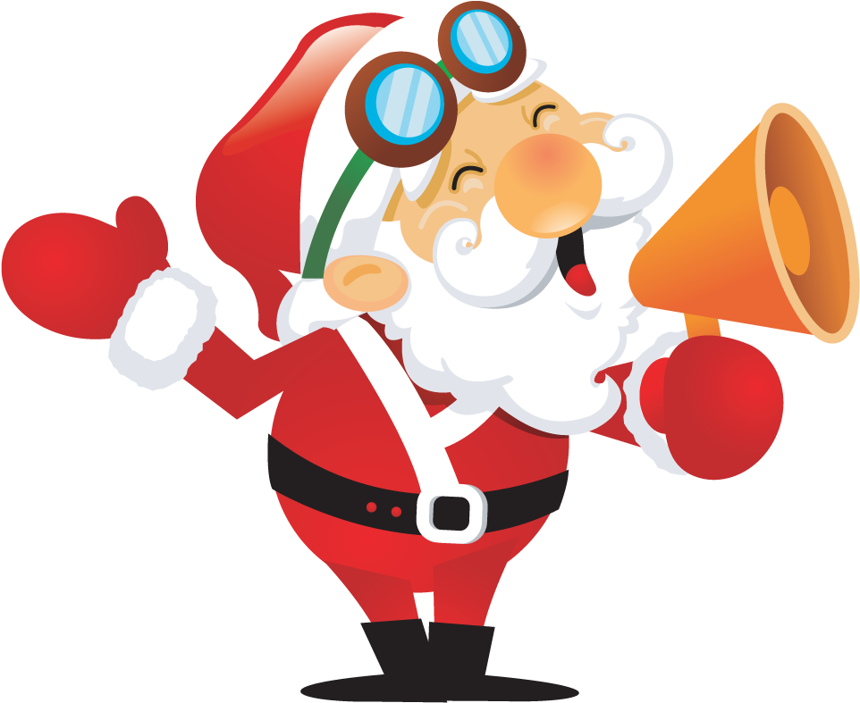 Cheerful Santa Clauswith Megaphone PNG with transparent background