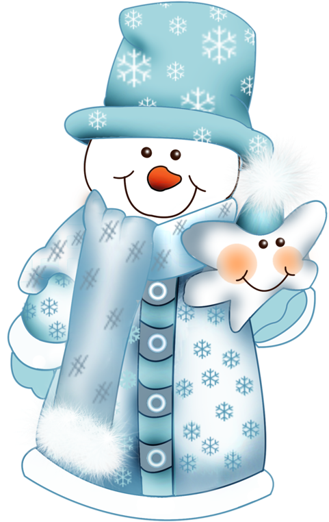 Cheerful Snowman Blue Winter Attire