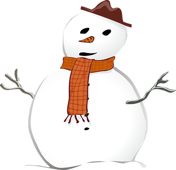 Cheerful Snowman Cartoon PNG with transparent background