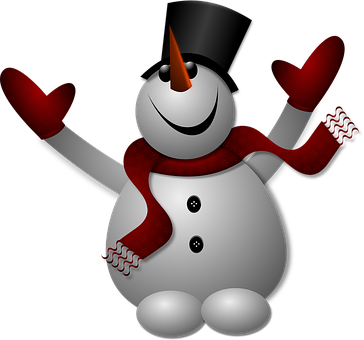 Cheerful Snowman Cartoon PNG with transparent background