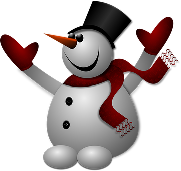 Cheerful Snowman Cartoon PNG with transparent background