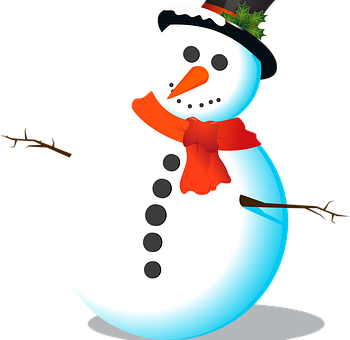 Cheerful Snowman Illustration PNG with transparent background