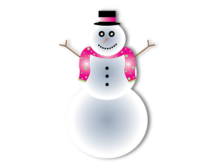 Cheerful Snowman Illustration PNG with transparent background