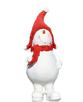Cheerful Snowman Red Hat Scarf PNG with transparent background