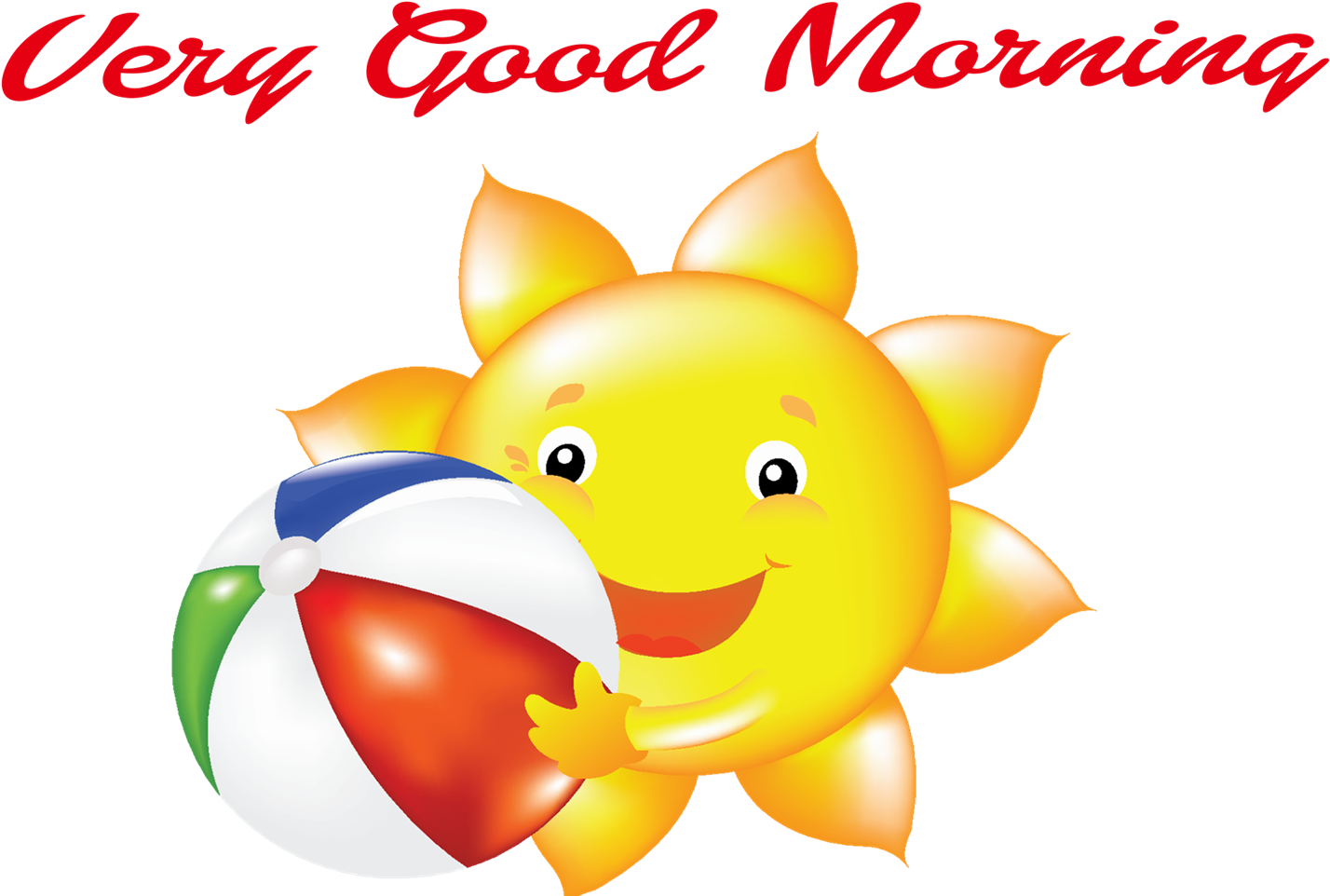 Cheerful Sun With Beach Ball Greeting