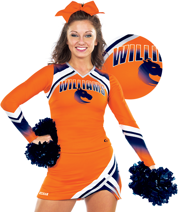 Cheerleaderin Orangeand Blue Uniform