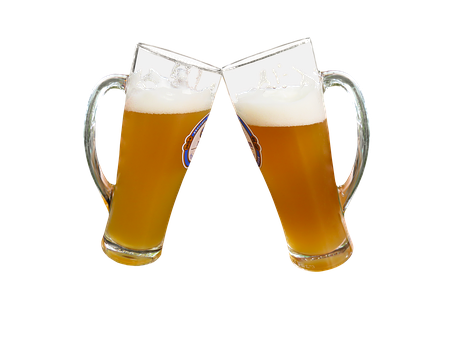 Cheers With Beer Glasses PNG with transparent background