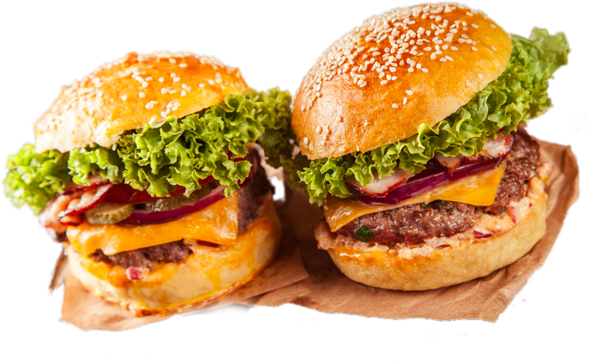 Cheeseburger Deluxe Two Varieties PNG with transparent background
