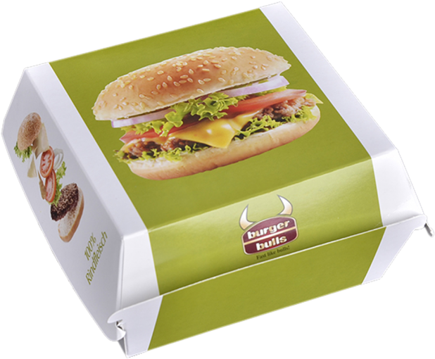 Cheeseburger Packaging Design PNG with transparent background