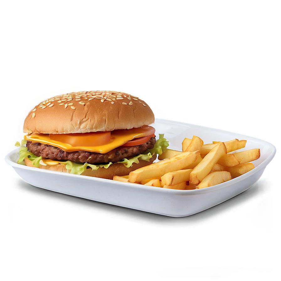 Cheeseburger With Fries Png Nst