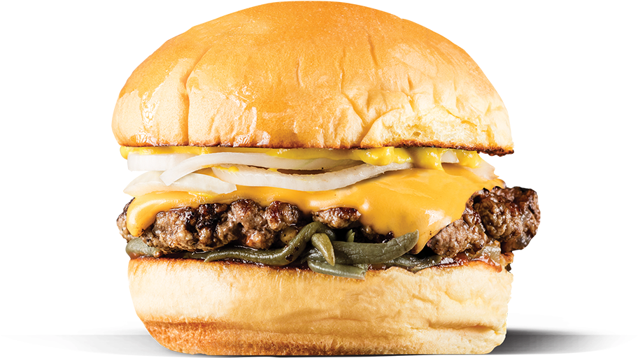 Cheeseburgerwith Onionsand Peppers