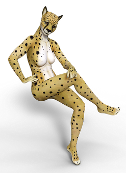 Cheetah Humanoid Artwork PNG with transparent background