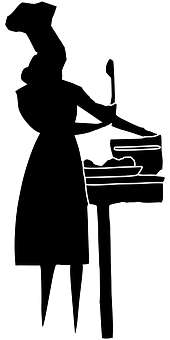 Chef At Stove Silhouette PNG with transparent background