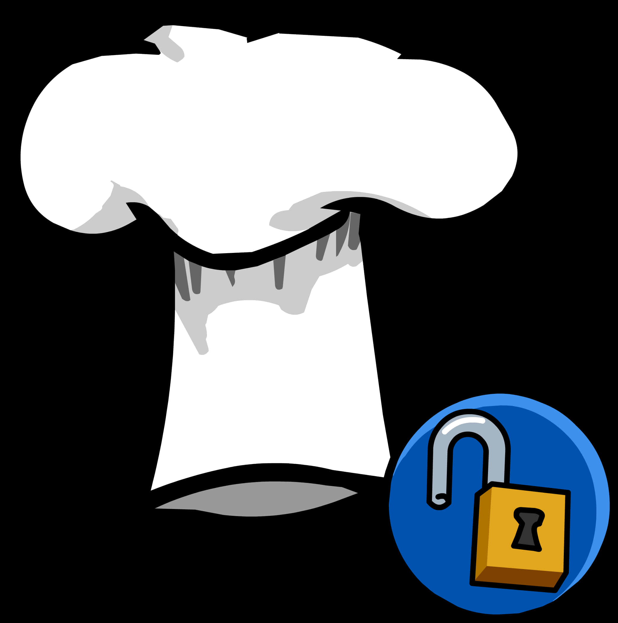 Chef Hatwith Unlocked Padlock PNG image with a transparent background, free high-resolution download