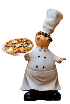 Chef_ Statue_ Holding_ Pizza PNG with transparent background