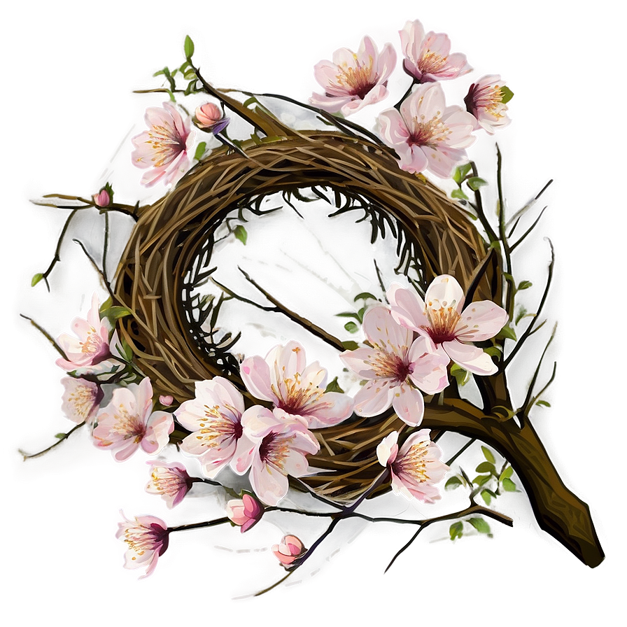 Cherry Blossom And Bird Nest Png 05032024