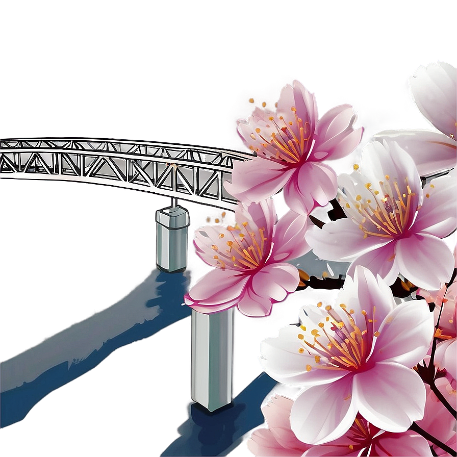 Cherry Blossom And Bridge Scene Png 05032024