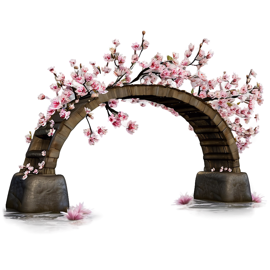 Cherry Blossom And Bridge Scene Png Gwd99