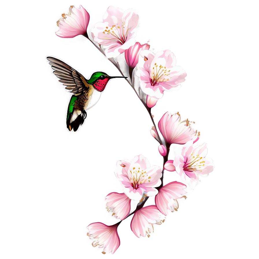 Cherry Blossom And Hummingbird Png 94