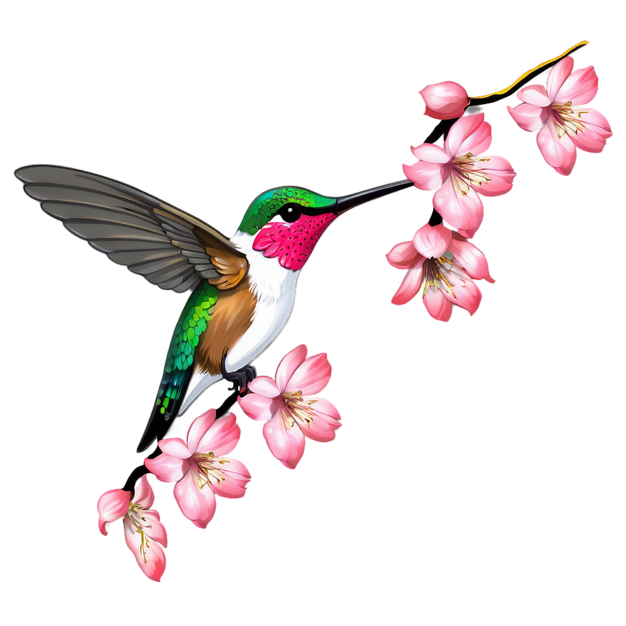 Cherry Blossom And Hummingbird Png Uxp69