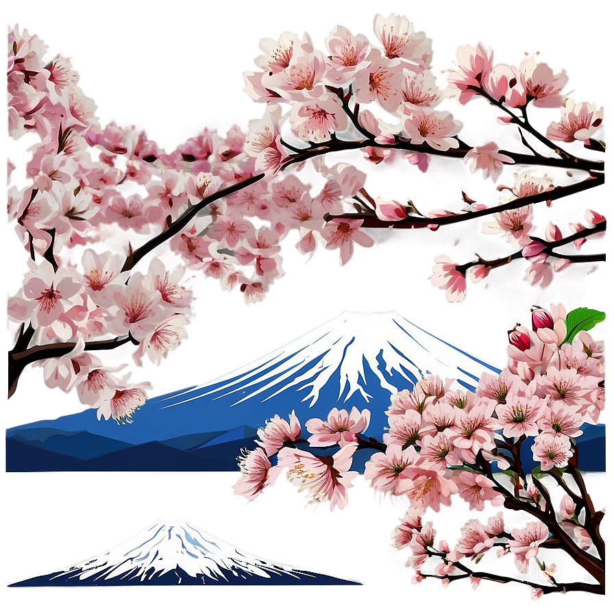 Cherry Blossom And Mountain Fuji Png Fsp78