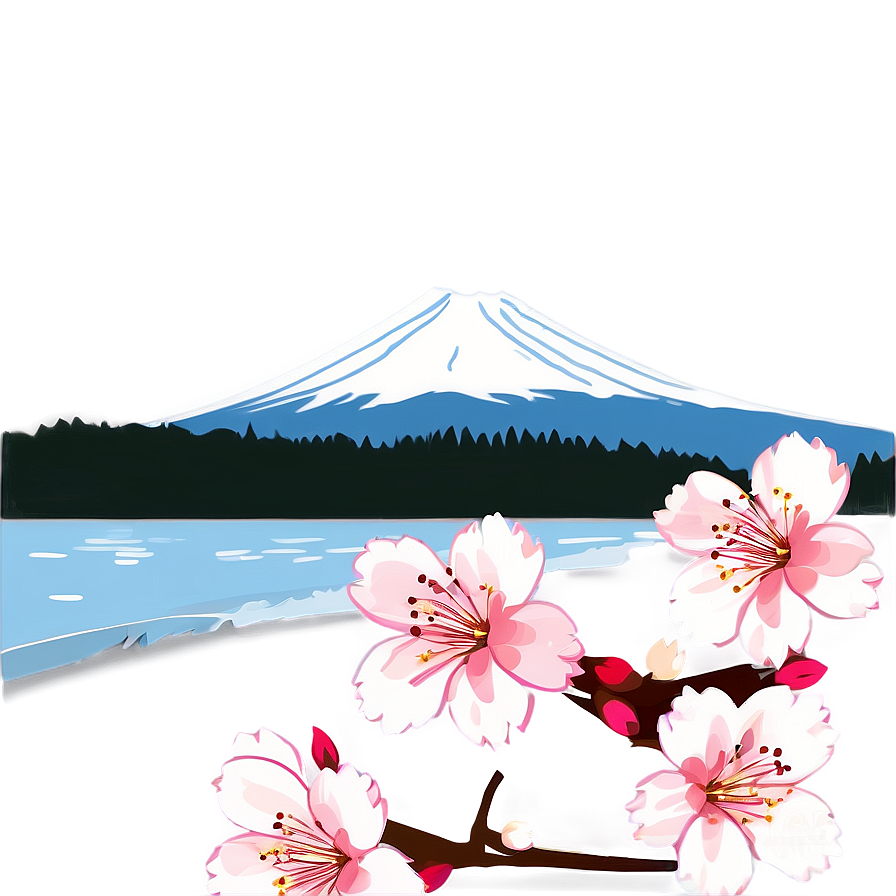 Cherry Blossom And Mountain Fuji Png Tyl6