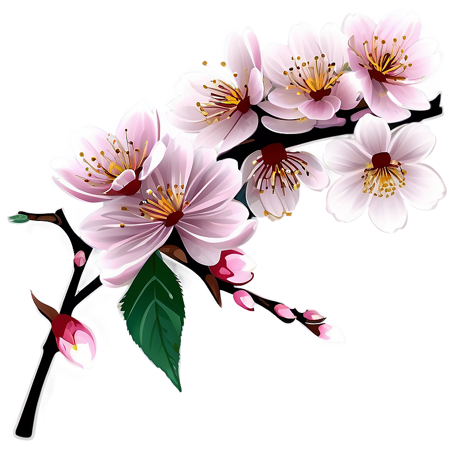 Cherry Blossom Branch Design PNG 16 PNG with transparent background