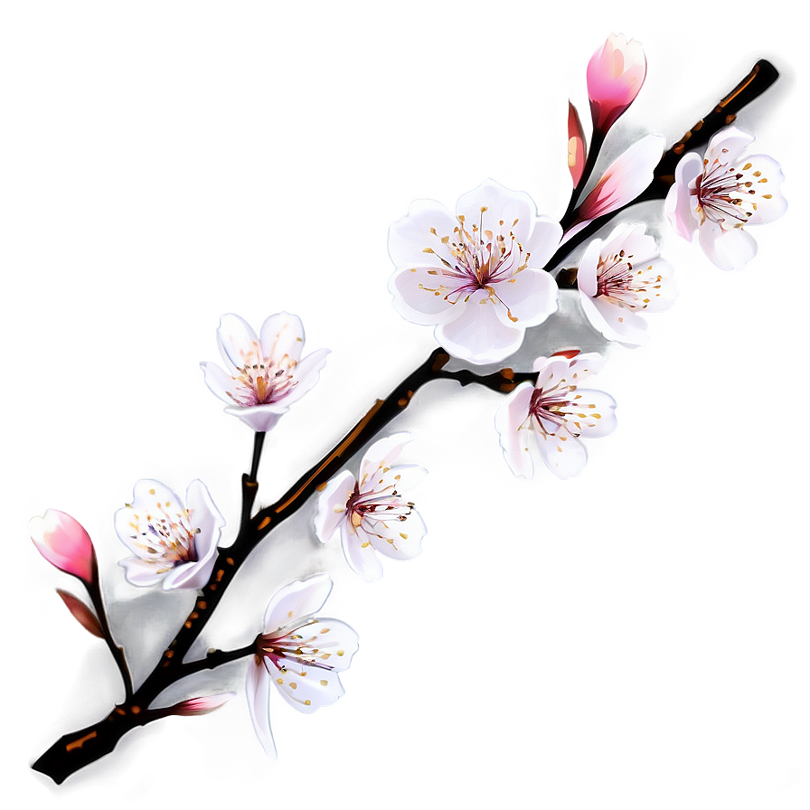 Cherry Blossom Branch Design PNG cjr PNG with transparent background