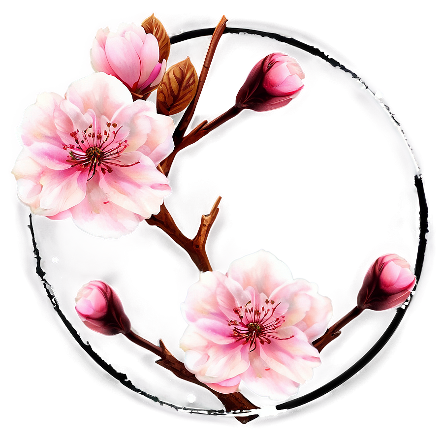 Cherry Blossom Circle Png Hen