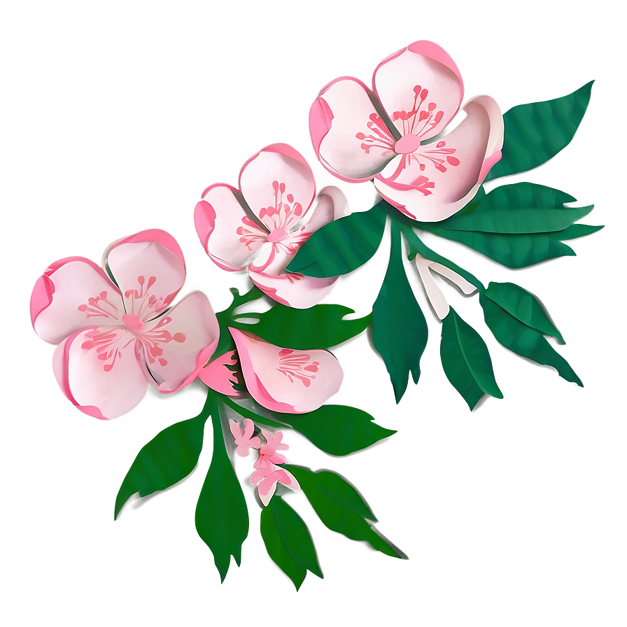 Cherry Blossom Paper Cut Style Png Hnk19