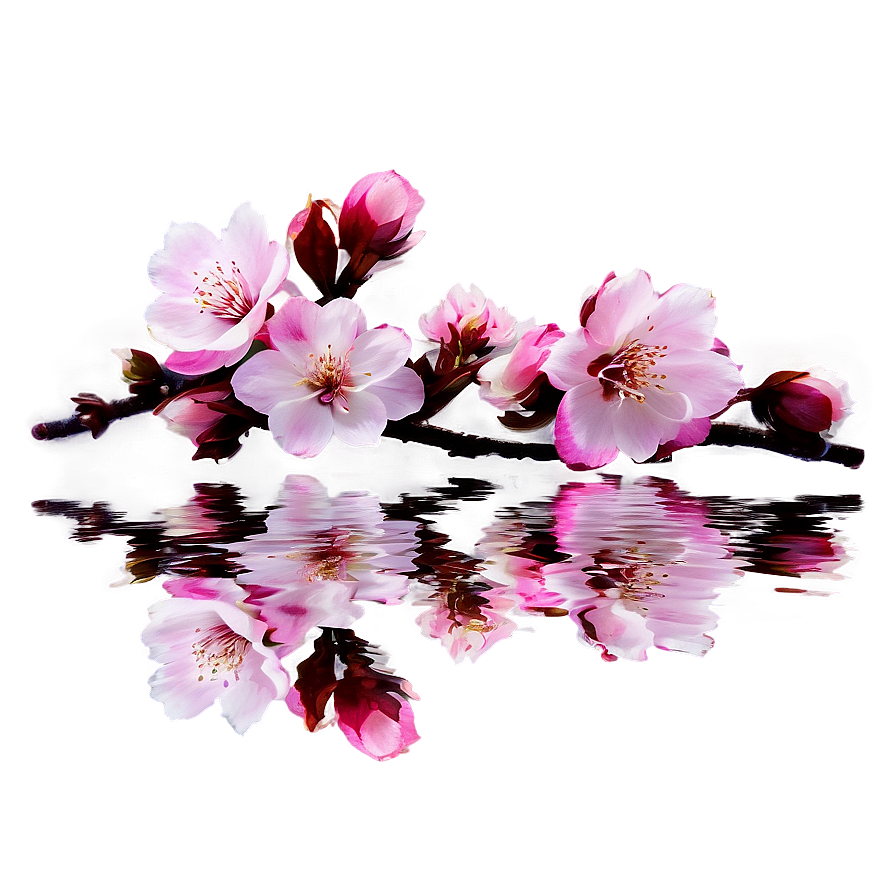 Cherry Blossom Reflection In Water Png 05032024