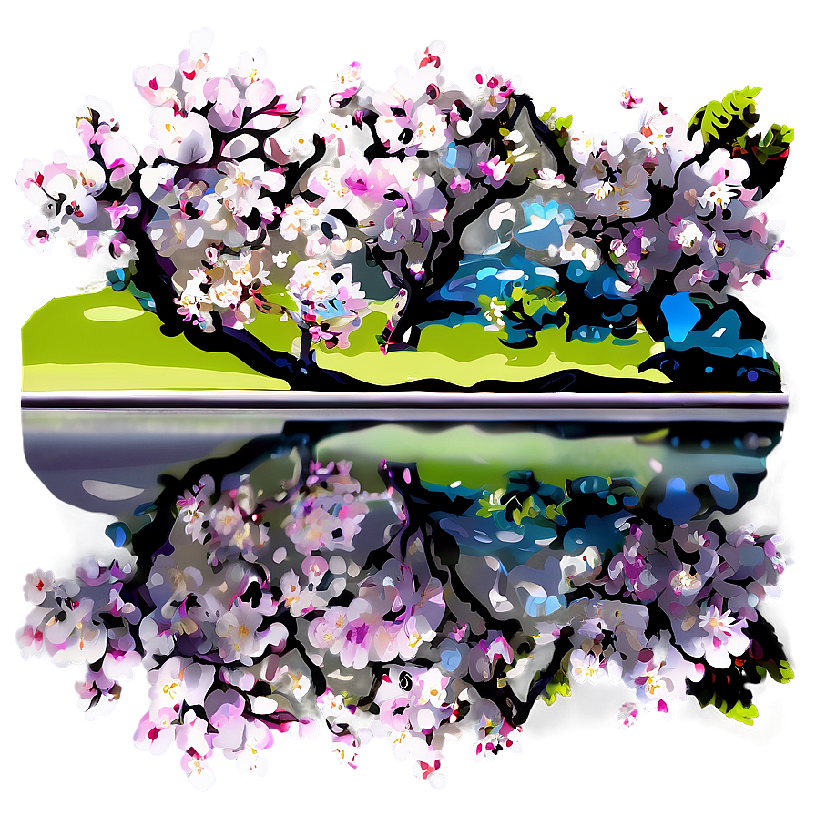 Cherry Blossom Reflection In Water Png 05032024