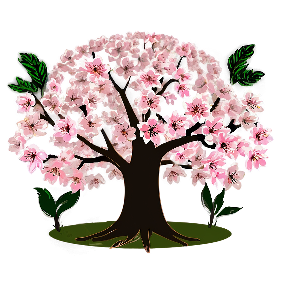 Cherry Blossom Tree Illustration PNG 05032024 PNG with transparent background