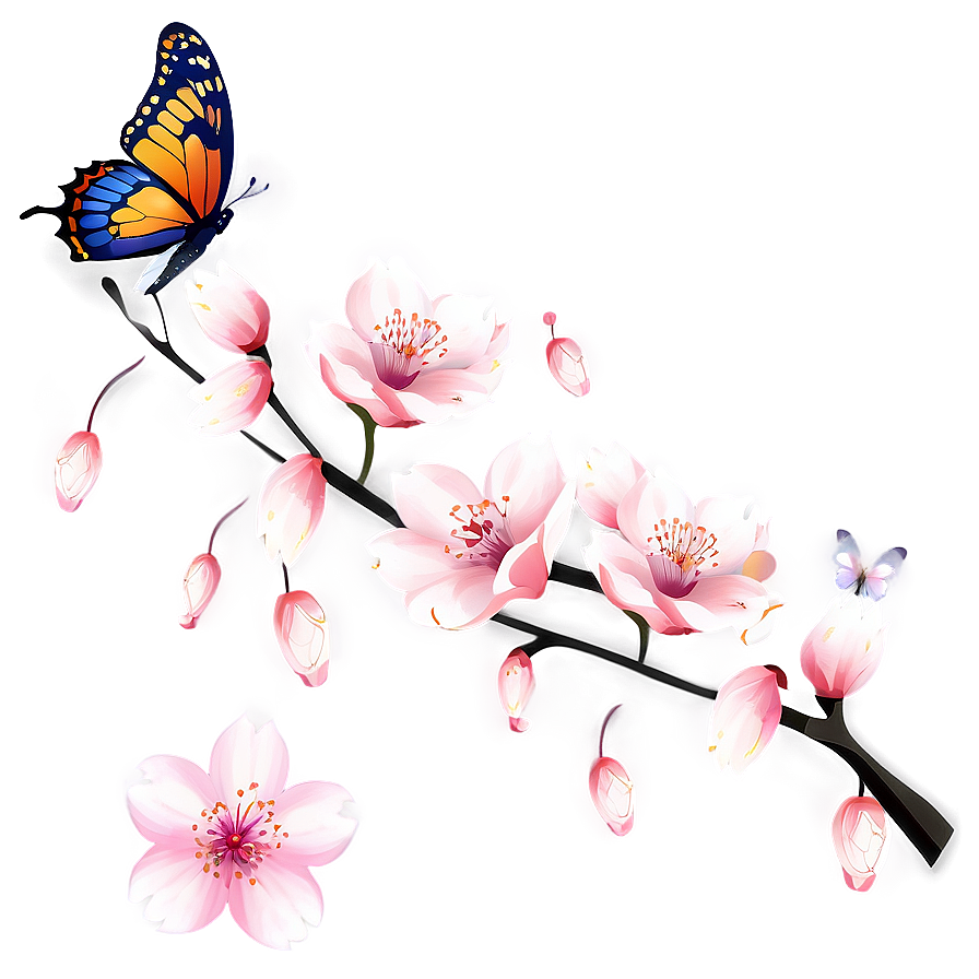 Cherry Blossom With Butterflies Png 17