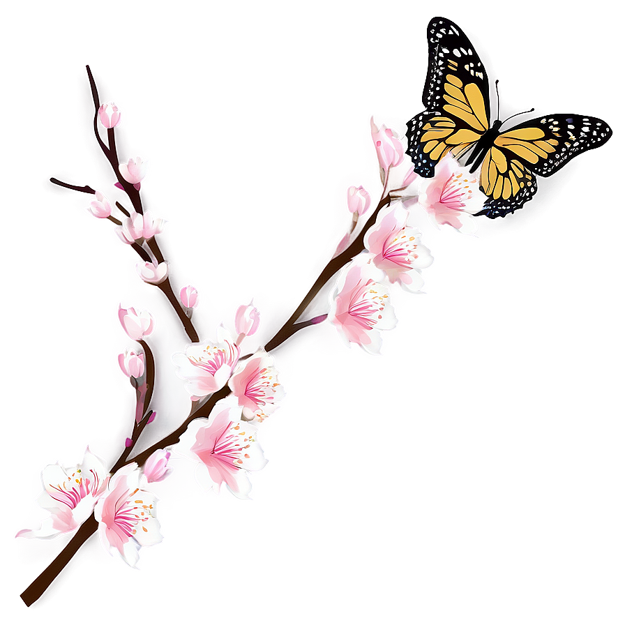 Cherry Blossom With Butterflies Png 2