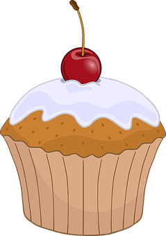 Cherry Topped Cupcake Graphic PNG with transparent background