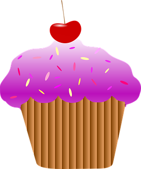 Cherry Topped Cupcake Graphic PNG with transparent background