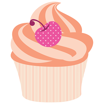 Cherry Topped Cupcake Illustration PNG with transparent background