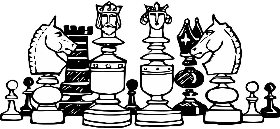 Black And White, Chess, Game, Pieces, Play, Vintage - Chess Clipart Black And White, HD Png Download PNG with transparent background