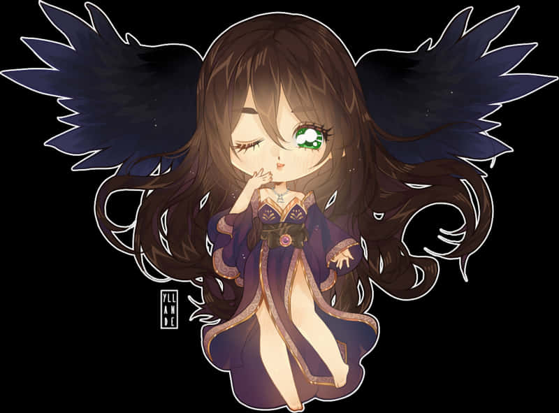 Chibi Angelwith Dark Wings