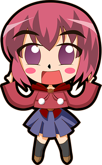Chibi Anime Character Shocked Expression PNG with transparent background