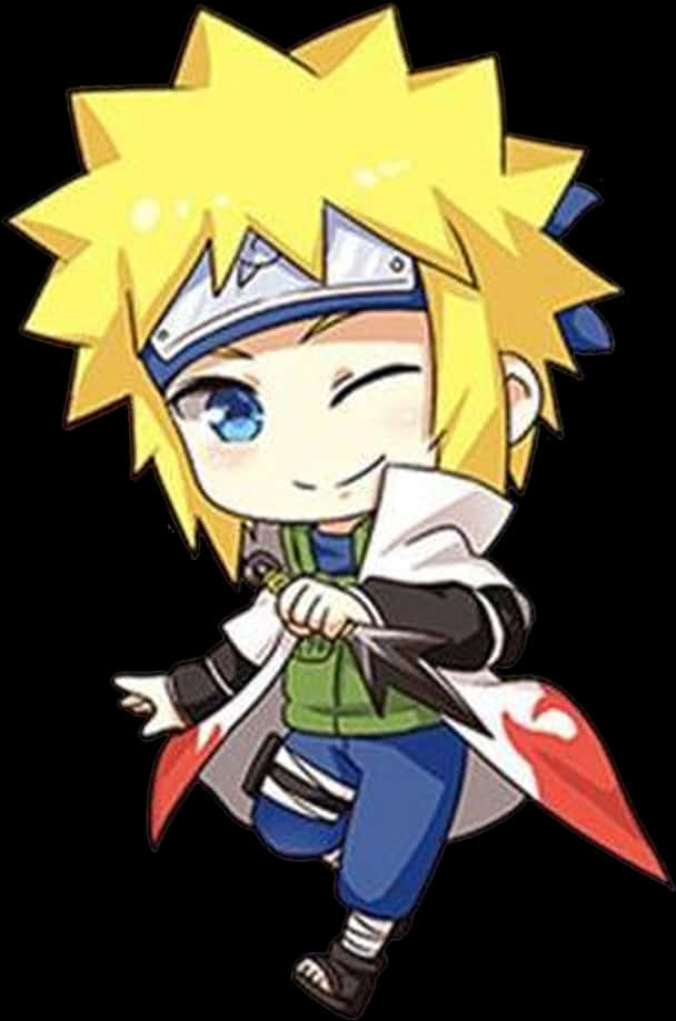 Chibi_ Anime_ Character_with_ Yellow_ Hair PNG with transparent background
