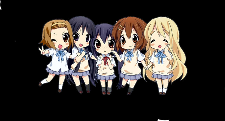 Chibi Anime Schoolgirls Friends