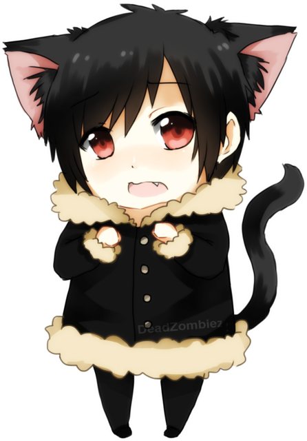 Chibi Cat Boyin Black Coat