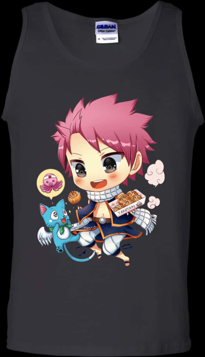 Chibi Character Black Tank Top