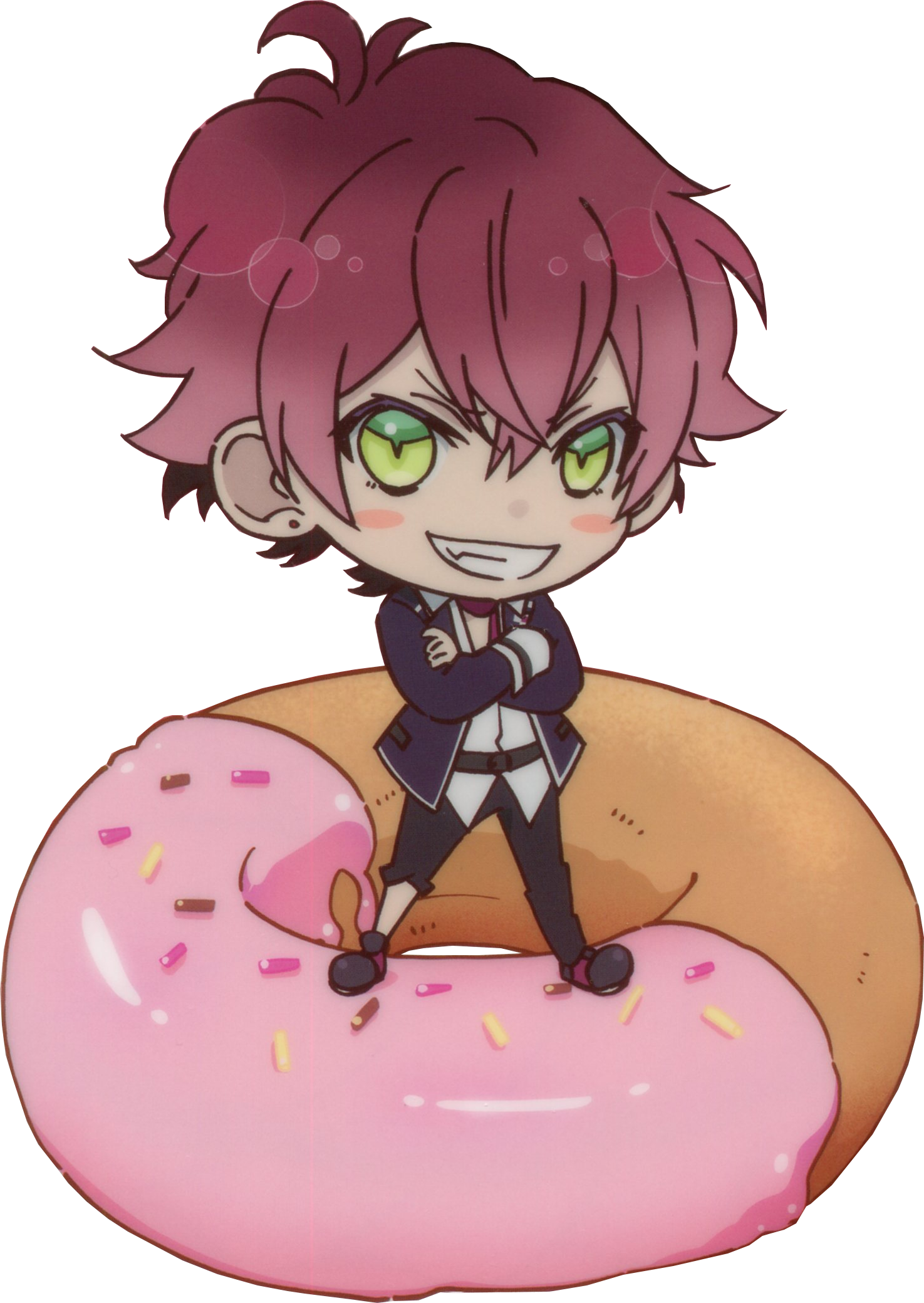 Chibi Character On Donut Illustration