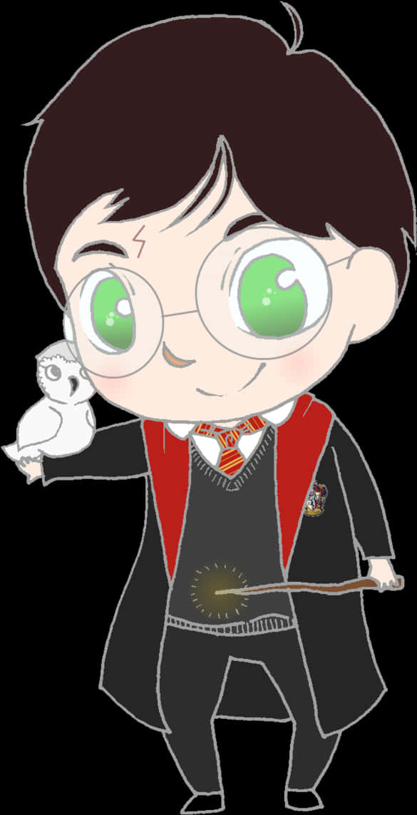 Chibi Harry Potterwith Hedwig