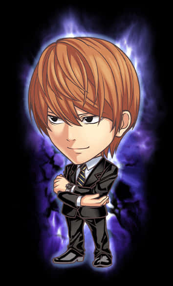 Chibi Light Yagamiwith Aura PNG with transparent background