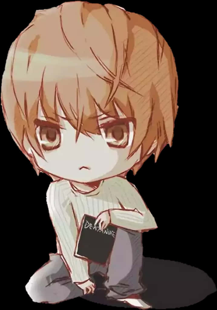 Chibi Light Yagamiwith Death Note PNG with transparent background