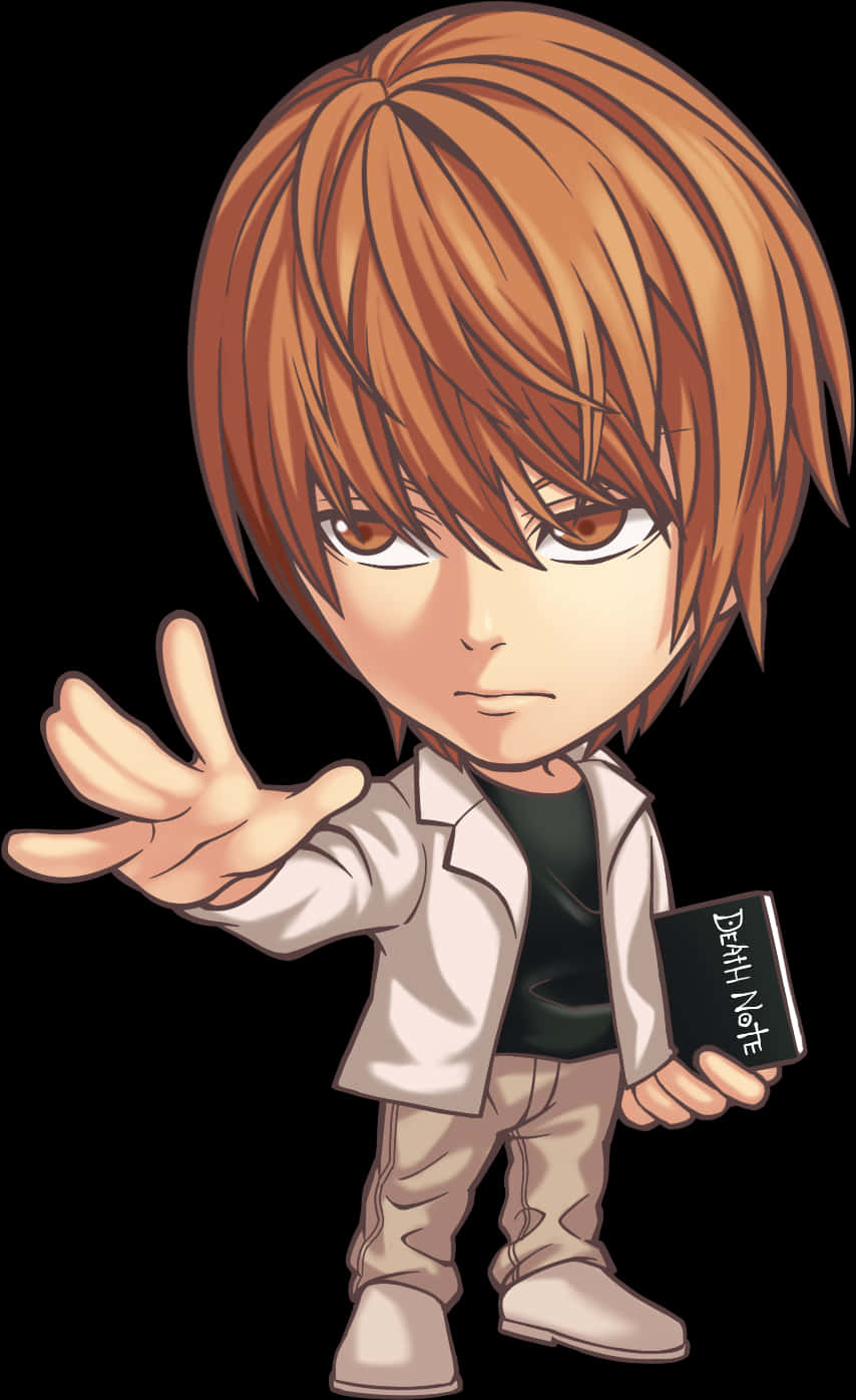 Chibi Light Yagamiwith Death Note PNG with transparent background